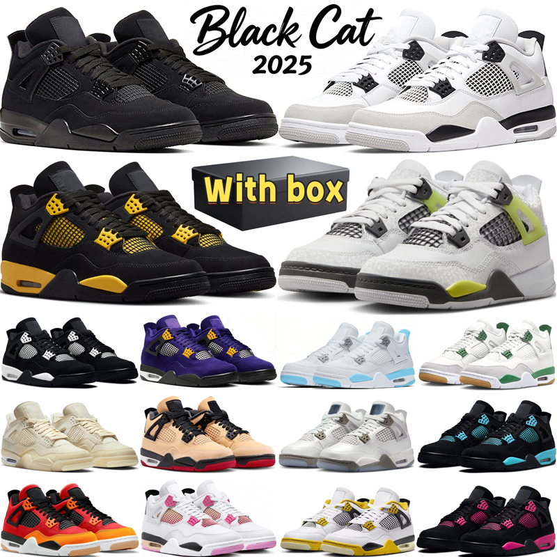 2025 designer basketball 4s shoes mens 4 sneakers woman trainers Military Black Cat Pure Money Bred sport Low Tops platform shoe with box