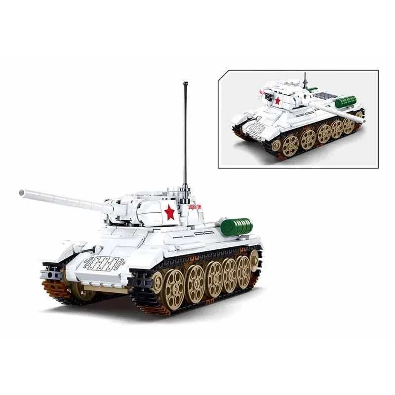 Sluban 518PCS T34-85 Medium Tank Building Blocks Diy WW2 Tank Chariot Soldier Figures Model Bricks Set Toys For Children Gifts C251203
