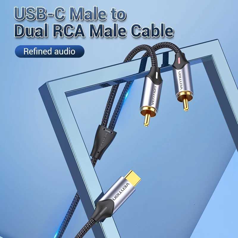 Vention USB C to RCA Au Cable Type C to 2 RCA Cable for Speaker Amplifier Laptop 1m 2m USB C Splitter RCA Y C251203