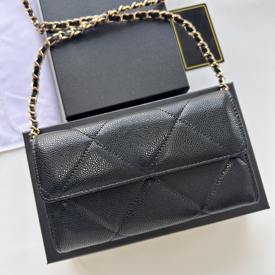 Women Designer Bag Lambskin Flap Wallet On Chain 18cm Classic Shoulder Bag Cavair Gold Metal Hardware Luxury Designer Chain Coin Purse Card Holder Purse 50080