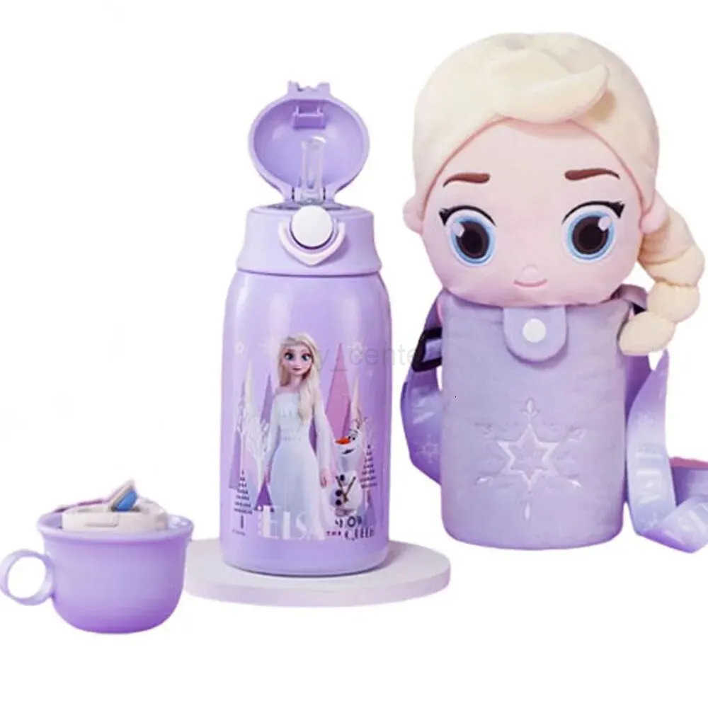 Disney Material Straw Thermos Cup With Protective Cover Stainless Steel Cartoon Water Bottle Exquisite Gift Box With Cup Cover H251203