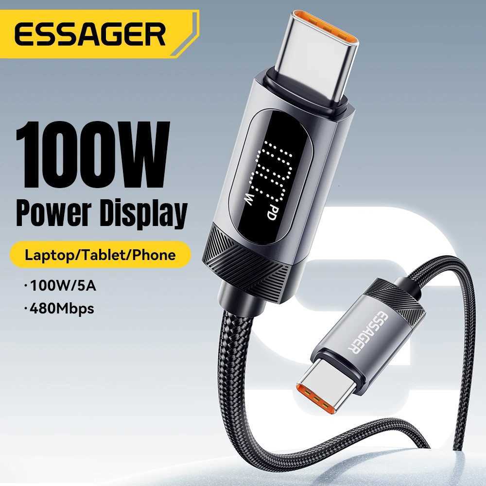 2m Essager 100W Type C To Type C Cable For iPhone 16 15 PD Fast Charging For book iPad Digital Dispaly Cable C251203