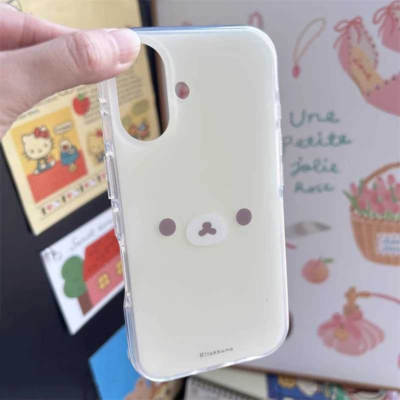 Japan Korean INS Style Cute And Relaxed Bear Phone Case For iPhone 16 15 14 13 12 11 Pro Max XR XS 7 8 Plus MINI Y2K Lucky Cover H251203