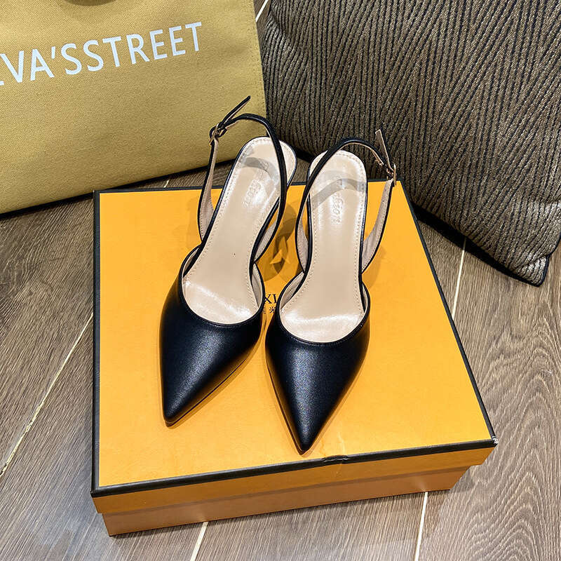 Early Spring Nude stiletto Heel Pointed Toe Designer shoe Shallow Mouth One-Strap slingback Heels Women's Shoes with Straps