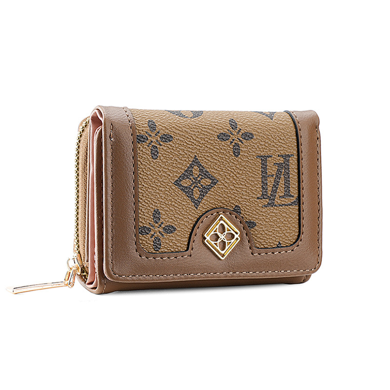 Designer Luxury Wallet Women's 2025 New Short Wallet Tri-Fold Card Holder with Classic Monogram Print, Compact Coin Purse & Stylish Everyday Desi