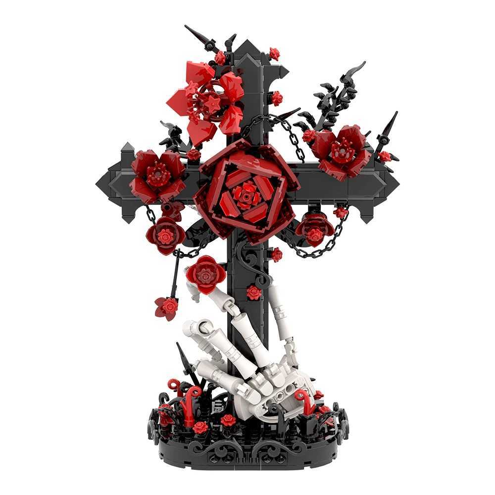 MOC Gothic Cross Building Blocks Kit Dark Series Horror Skl Hand Rose Decorative Brick Toy for Adts Gift C251203