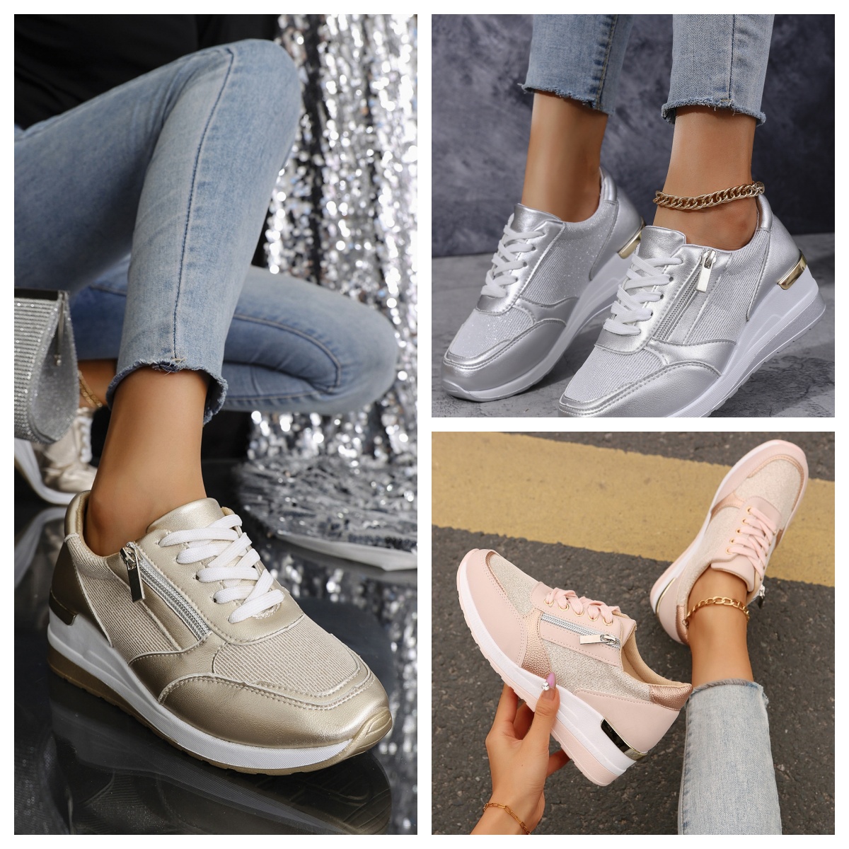 Designer Casual Shoes Womens Sneakers Fashion Tennis Female Platform Woman-shoes Trainers Large Wedge Thick Sole Roses Women