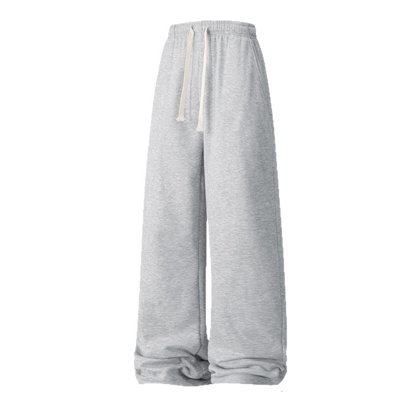 Mens casual solid-color stretch-drawstring sweatpants loose-fitting jogging pants perfect for all seasons fall and winter 251105