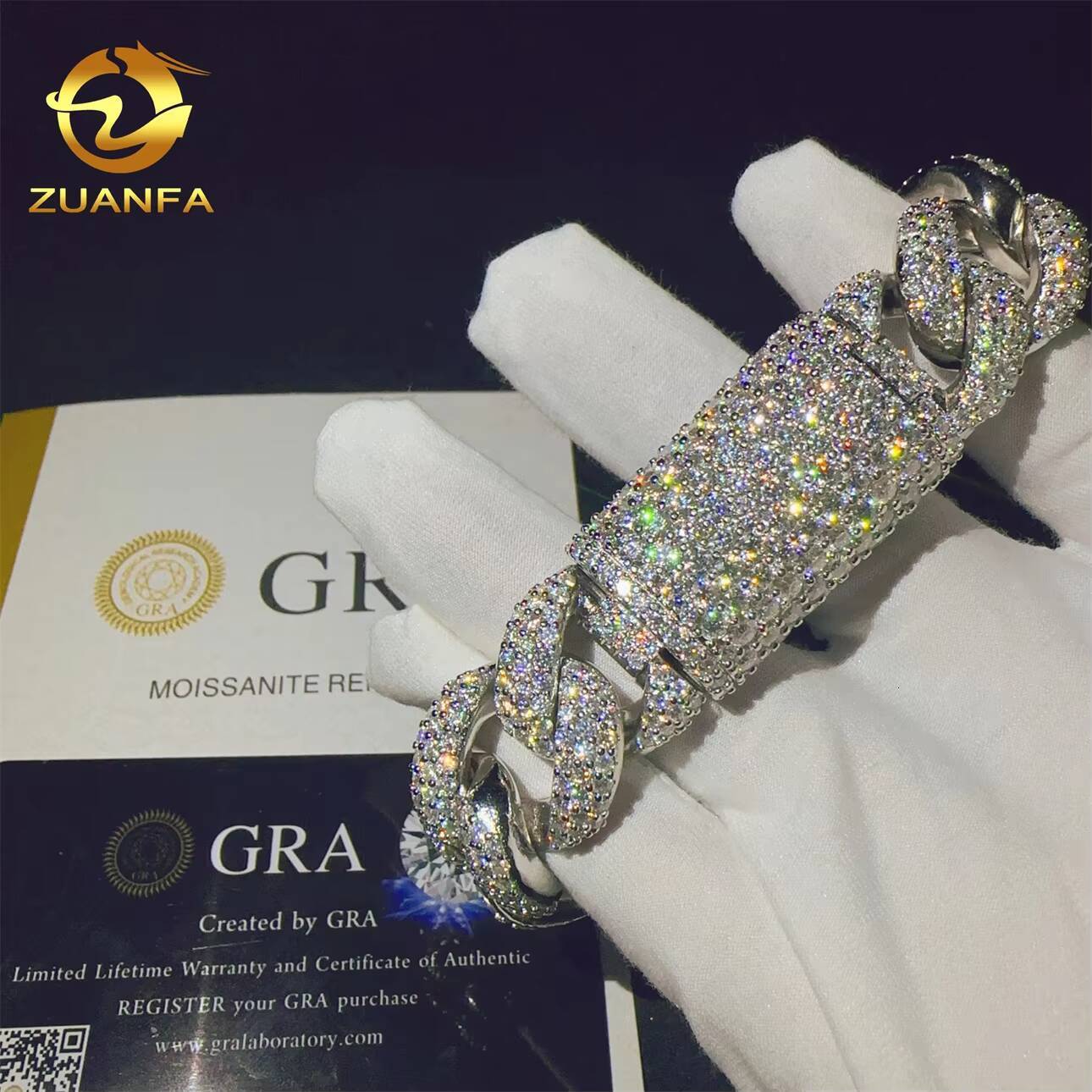 20mm Sterling Silver 925 VVS Moissanite Diamond Hip Hop Cuban Link Chain Moissanite Miami Cuban Link Chain Bracelet