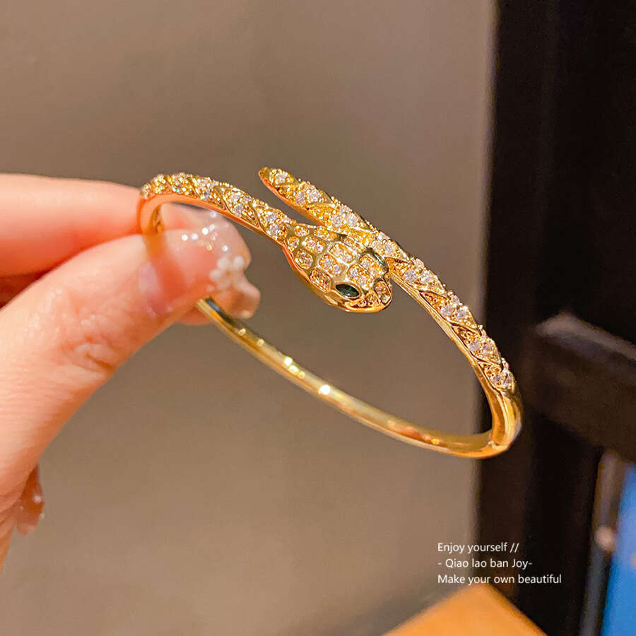Bracelet Designer Luxury bangle jewelry snake 18K Real Gold Plated Zircon Open Unique Niche Design Bracelets High end Feel Women's festival birth