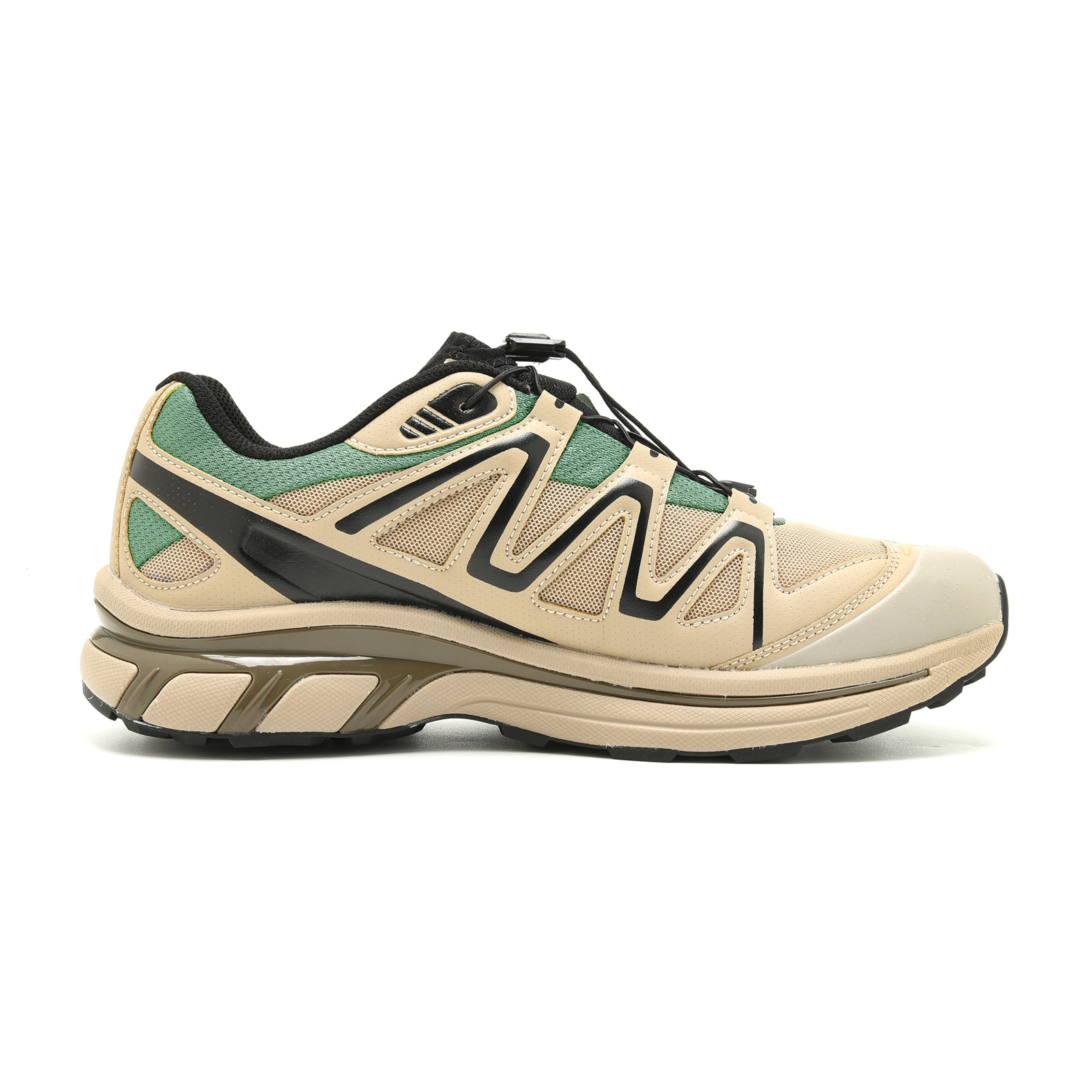 Men's Hiking Shoes Beige & Green Color Block Outdoor Casual Retro Sneakers Comfortable Daily Walking Shoes