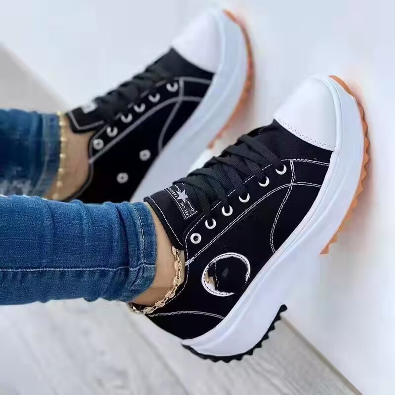 New spring low-top women's shoes thick-soled canvas shoes for women canvas in stock platform sole plus-size women's shoes