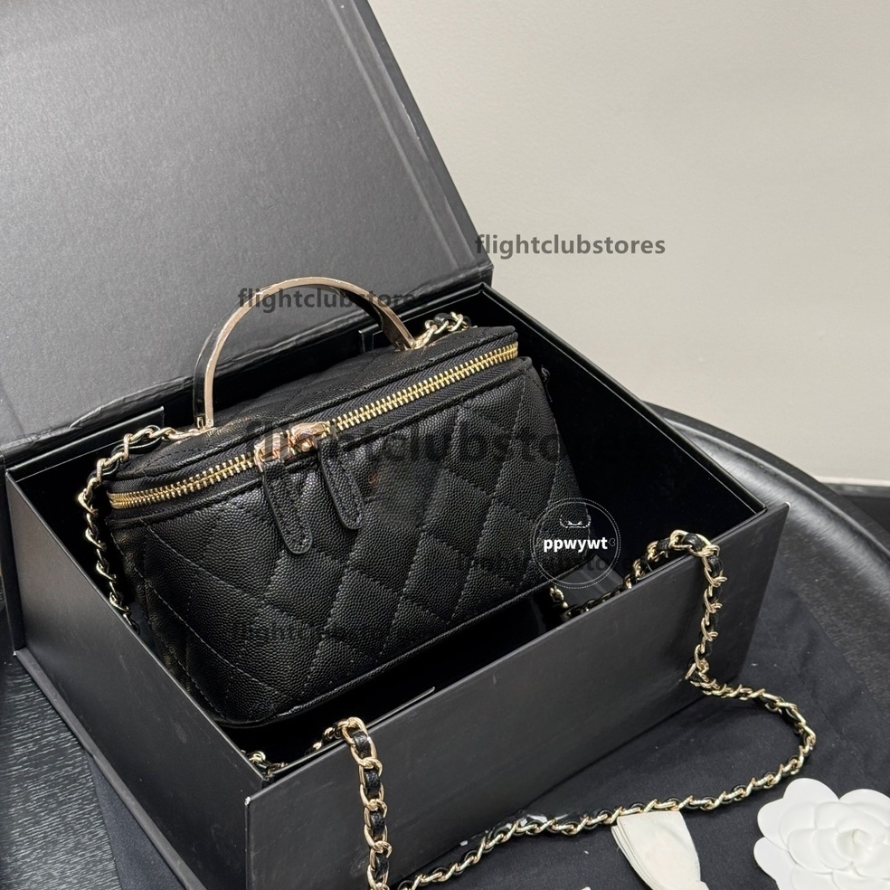 Vanity Case Bag Luxury Makeup Bag Genuine Leather Chain Mini Box Bag 24B Handbag for Women Designer Fashion Shoulder Ba channeled bag chanelbag chanels channels