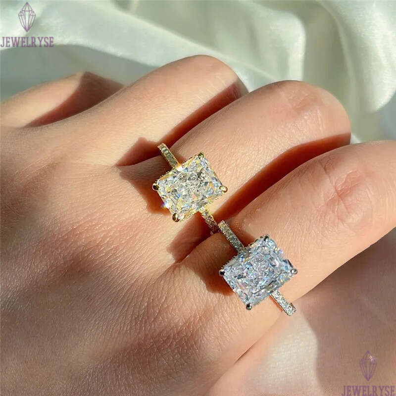 fashion diamond designer ring for woman 925 sterling silver square 8A zirconia ice out red blue pink luxury propose engagement wedding womens rings je