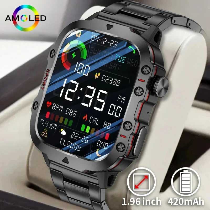 2024 New For 196 Call Military Smart Watch Men 5ATM Outdoor Sports Fitness Tracker Health Monitor Smartwatch C251203