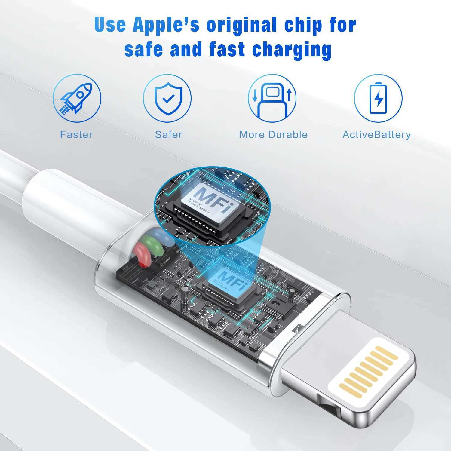 24A For USB Cable For iPhone 13 12 11 14 Pro Max XR XS Max 7 8 Plus iPad iPhone Charger Fast Charging Cable Accessories C251203