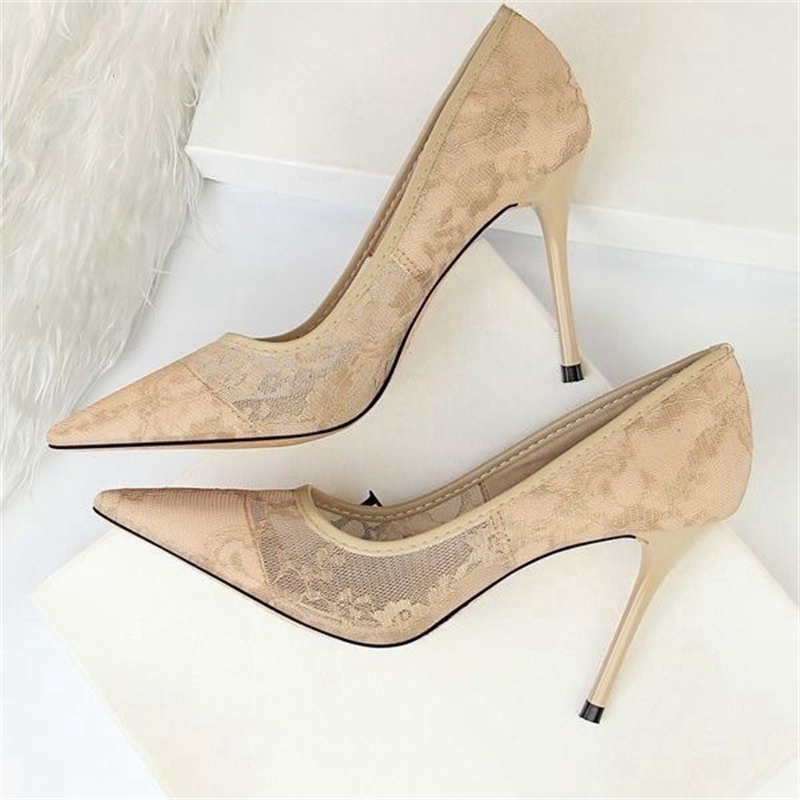 Free shipping Designer Dress Shoes High heeled shoes for women in 2025 new black lace slim heel pointed high heels