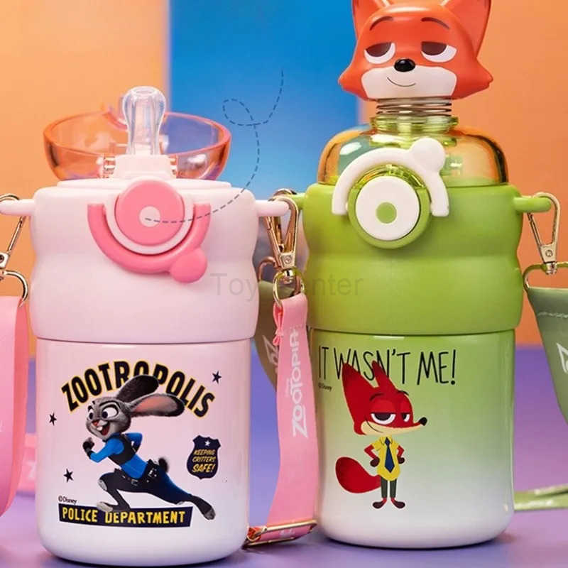 Disney New Anime Zootopia Thermos Cup Cartoon Characters NickJudy 3D Figurine Thermos Cup Boys and Girls Gifts H251203