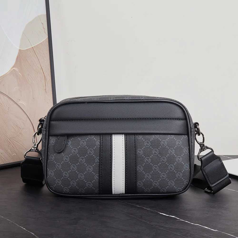 Hip Hop Rock Men's PU Crossbody Shoulder Bag, Waterproof Zipper Closure, Plain Black/Grey with Polyester Lining