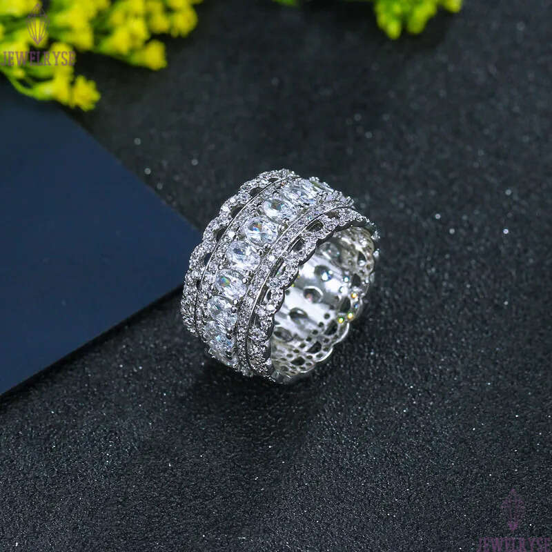 Luxury AAA CZ Bride Wedding Love Rings Size 6-9 Jewelry Designer Copper White Cubic Zirconia Brass Silver Pierced Diamond Ring For Women Engagement Gi