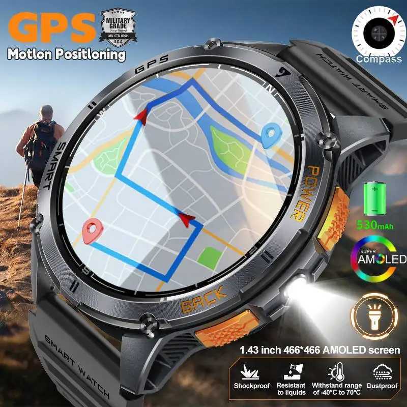 LIGE New Premium GPS Smart Watch Outdoor Altimeter Bareter AMOLED Sn Built-in GPS Cpass Military Sports Smartwatch Men C251203