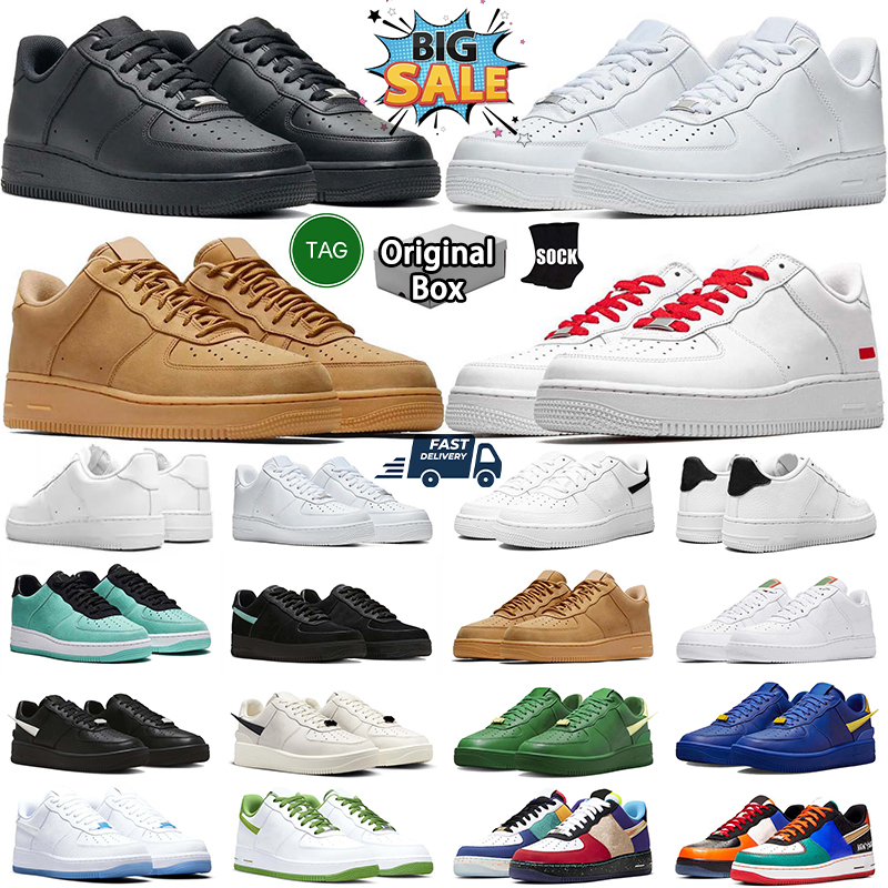One running shoes for men women designer af1s triple white black wheat high low co style flax wheat mens trainers outdoor flat sports sneakers