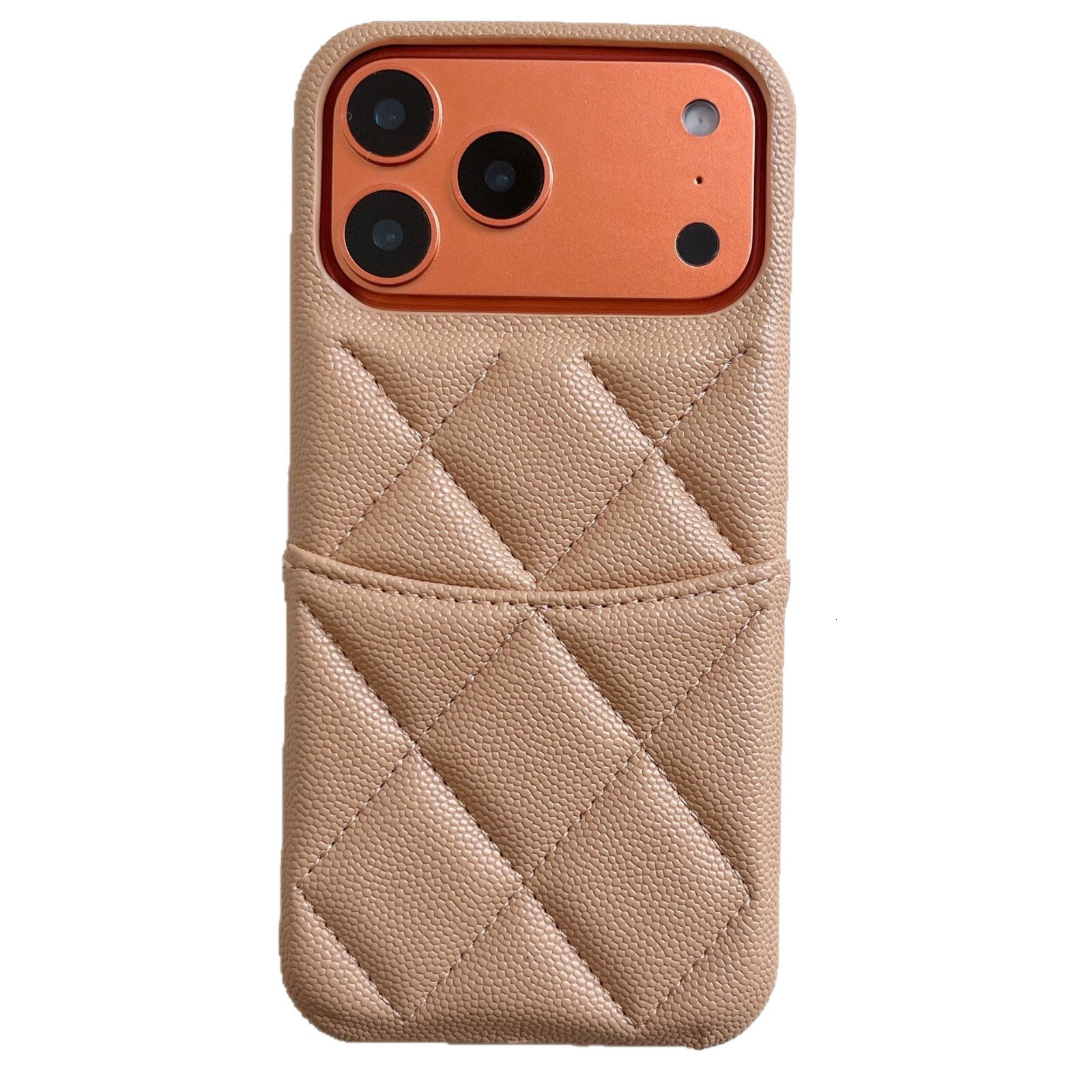 Lychee Pattern Leather Phone Case iPhone 17 Pro Max Style Quilted Luxury Apple 16/15/14 Pro Goddess