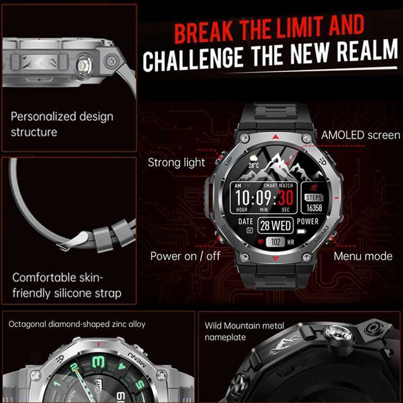 New Outdoor Sports Smart Watch T-Rex 3 GPS Motion Track 5 ATM Waterproof Rate HD Call Smart Watch Men For C251203