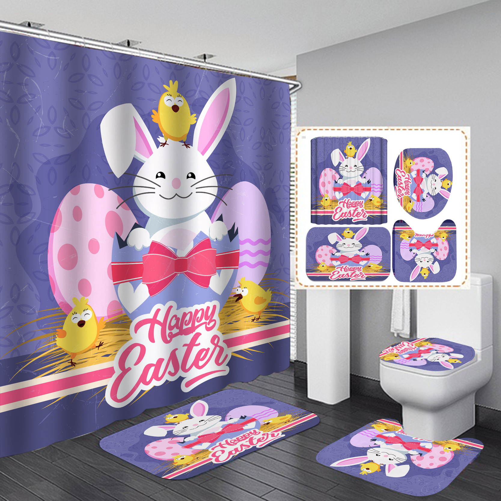 YL-37949 Digital Printing Waterproof Bathroom Composite Water-Saving Shower Curtain, Factory Direct Supply, Shower Curtain Wholesale