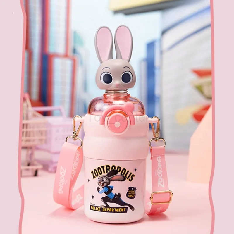 Disney New Anime Zootopia Thermos Cup Cartoon Characters NickJudy 3D Figurine Thermos Cup Boys and Girls Gifts H251203