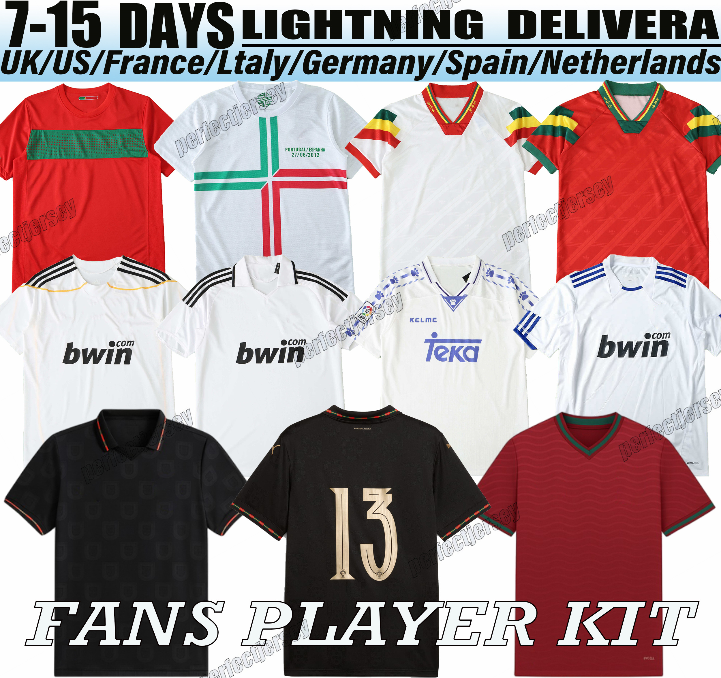 2026 RONALDO Portugal Retro Soccer Jerseys PEPE BERMARDO B.FERNANDES LEAO Ramos Dias Felix Reales Madrid Retro football shirt version Men Kids kit