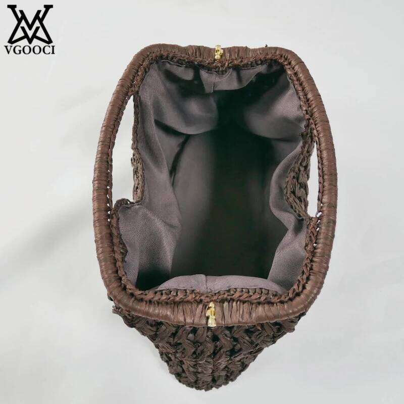 Elegant Raffia Straw Handbag For Women Chain Woven Shoulder Crossbody Beach Bag Summer Ladies Versatile Bags Suotong1203