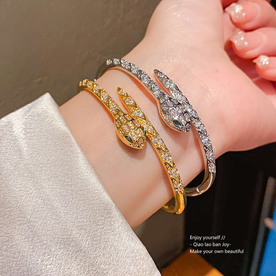 Bracelet Designer Luxury bangle jewelry snake 18K Real Gold Plated Zircon Open Unique Niche Design Bracelets High end Feel Women's festival birth
