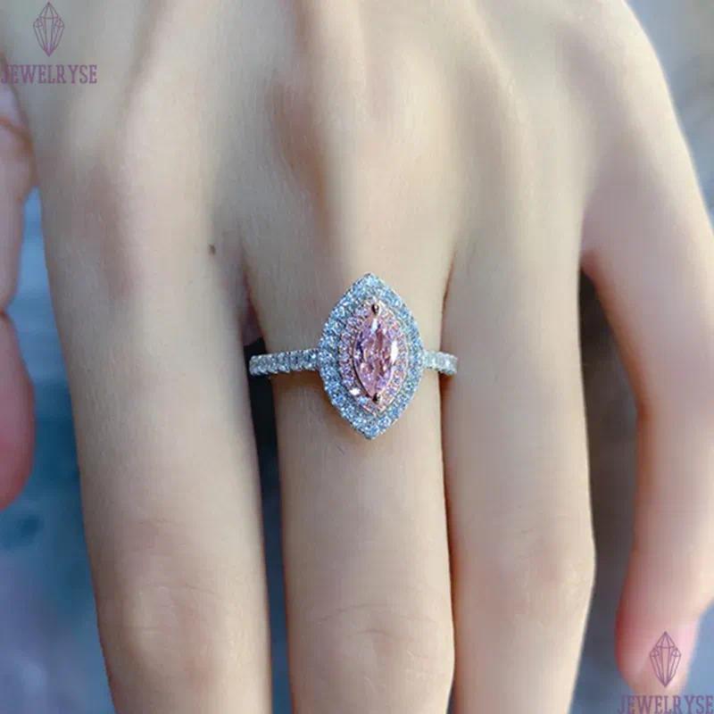 pink diamond designer ring for woman wed 925 sterling silver 5A zirconia round pear love wedding engagement heart band rings womens luxury jewelry siz