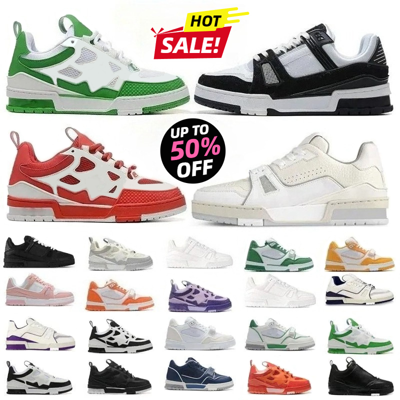 2026 Designer Shoes Virgil Skate Trainer Sneakers Men Women Sport Shoes Embossed Skates Flower Calfskin Luxury Letter Dermis Low Platform Men Trainers shoes 36-45