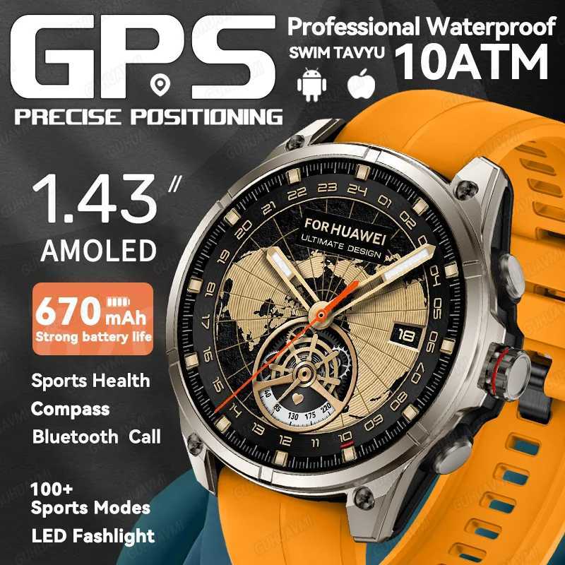 2025 Military Outdoor Sports Smartwatch Men GPS trackr 10ATM Flashlight 143 HD Display Sn Call Fitness Watches C251203