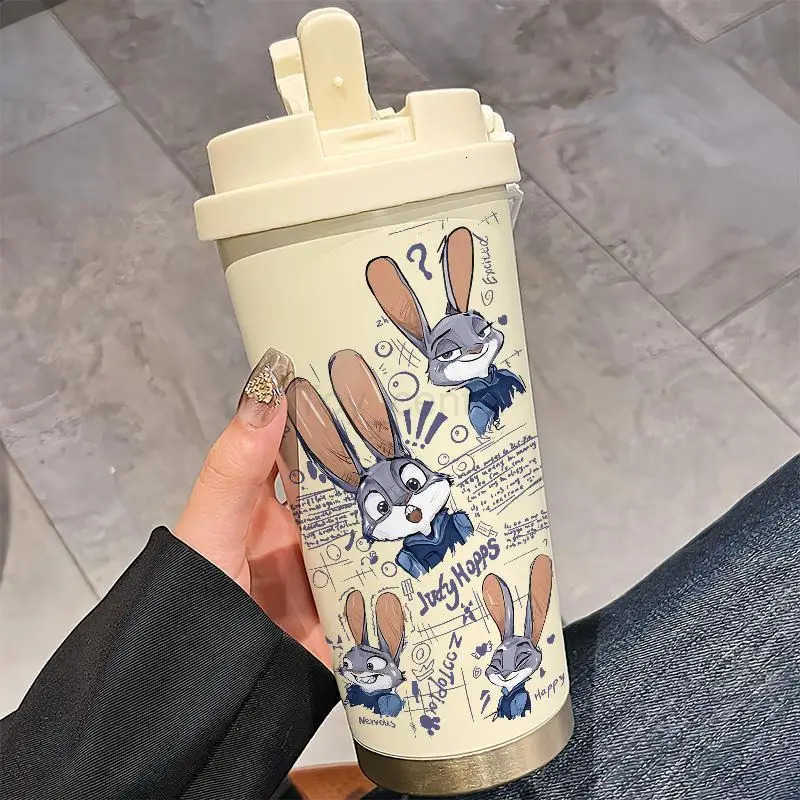 Disney Zootopia 2 Peripheral Nick Judy Hopps Thermos Mugs Ins High-value Cartoons Large-capacity Couples Students Cute Water Cup H251203
