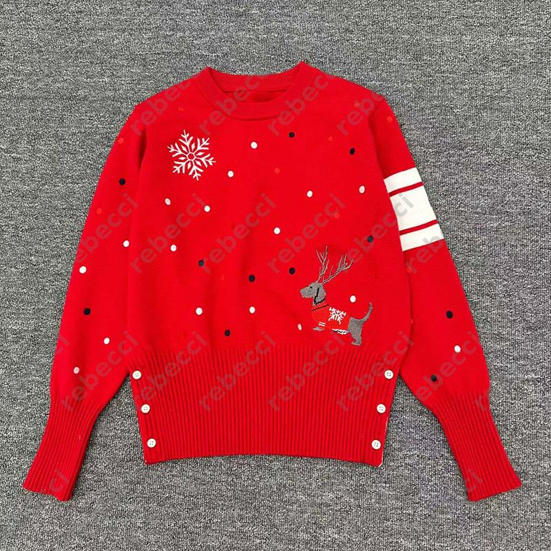 Christmas Embroidered Round Neck Long Sleeve Sweater Autumn Womens Sweet Knitted Sweaters Winter Women Bottom Outer Wear Woman Clothing CSD2512021