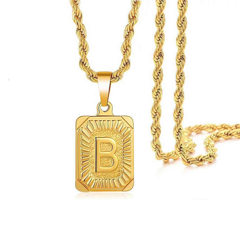 Stainless steel jewelry A-Z 26 english letters fashion golden pendent necklace rope chain for both men and women couple giftsXJ251202