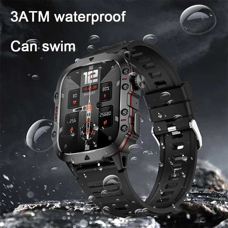 2024 New For 196 Call Military Smart Watch Men 5ATM Outdoor Sports Fitness Tracker Health Monitor Smartwatch C251203