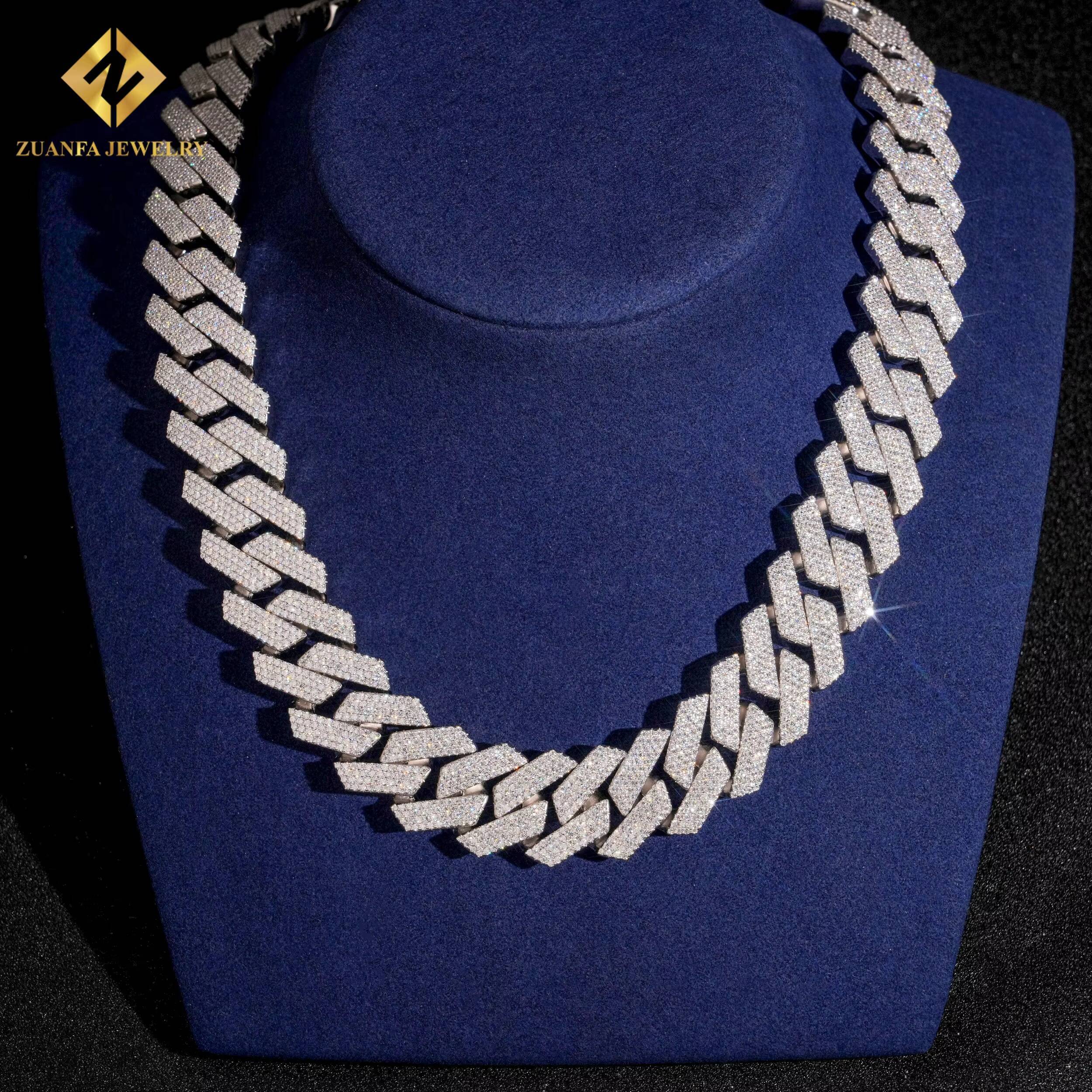 Big Chain 20mm Moissanite Chain Cuban Links 925 Silver Cuban Link Chain Necklace Pass Diamond Tester