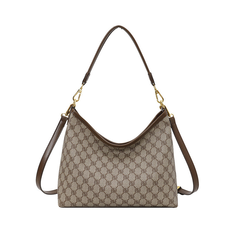 Large-capacity fashionable women's bag, versatile single-shoulder crossbody, retro underarm bag with floral patterns, tote bag