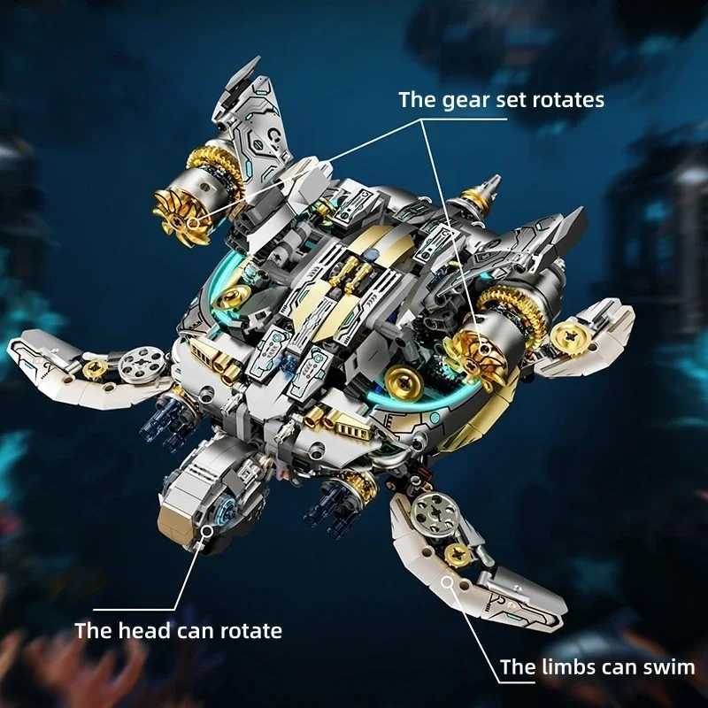 Mechanical Sea turtle Building Blocks Motor Power Ocean MOC Assembly Building Blocks Bricks Set Birthday Christmas gifts Kids C251203