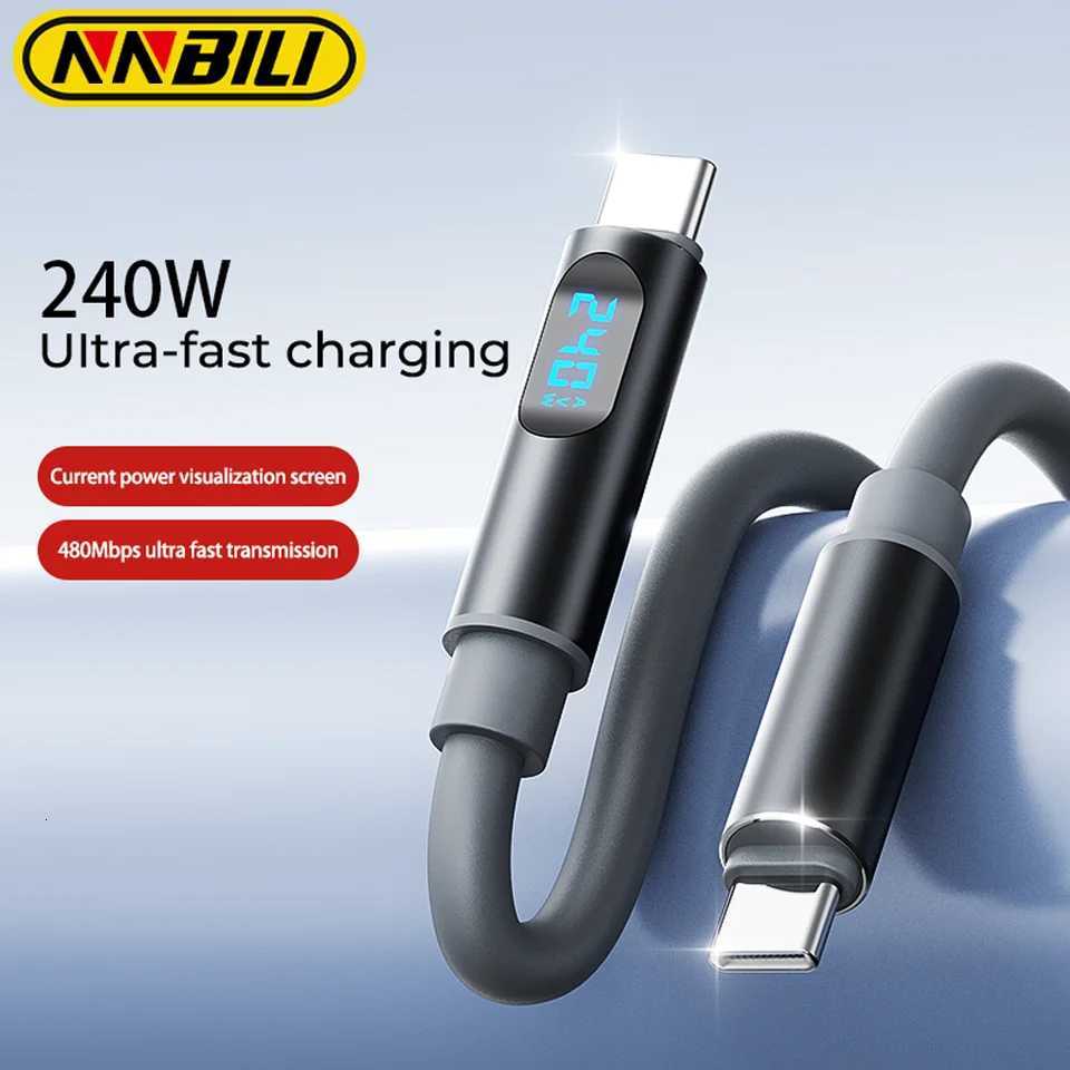 NNBILI 240W Type C to Type C Fast er Charge Digital Display Cable USB C Data Cable For Iphone 15 16 17 C251203