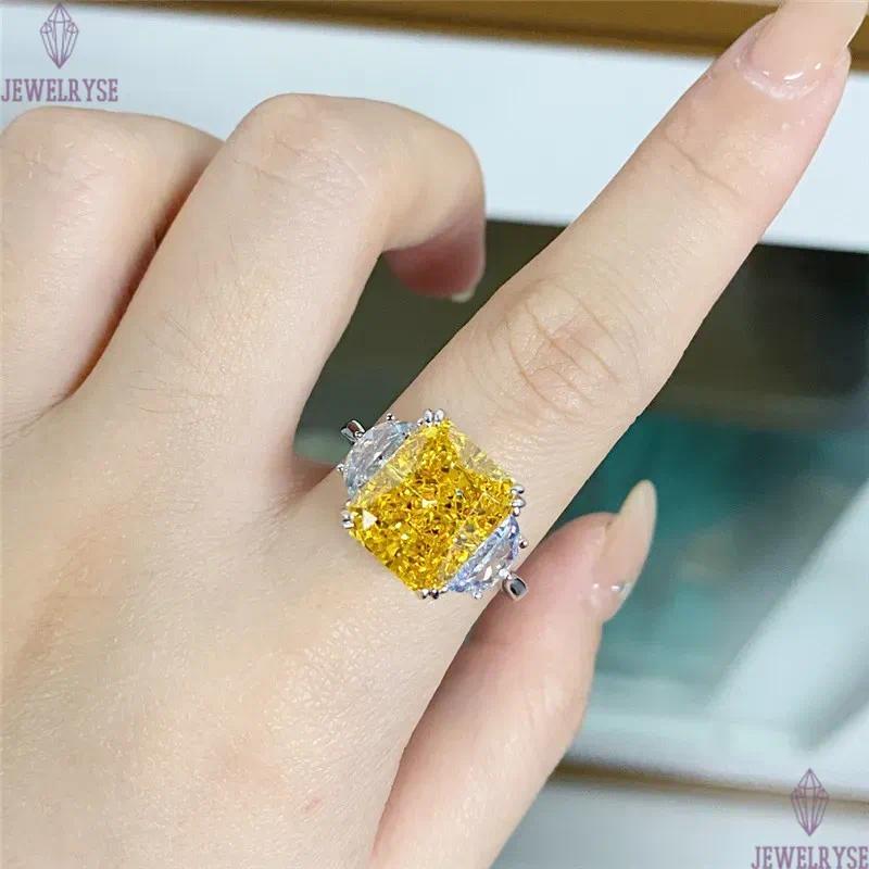 yellow wed diamond designer ring for woman 925 sterling silver 5A zirconia square wedding engagement heart rings womens luxury jewelry mother friend g