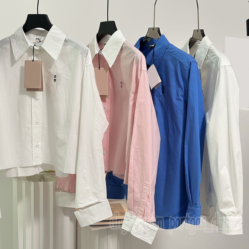 Cropped Cotton Blouse Shirt For Women Designer Long Sleeve Tops Spring Summer Elegant y2k Style Shirts