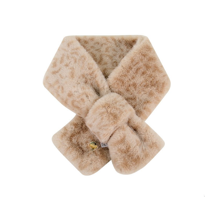 Womens faux fur scarf leopard print autumn coat collar shawl 241210