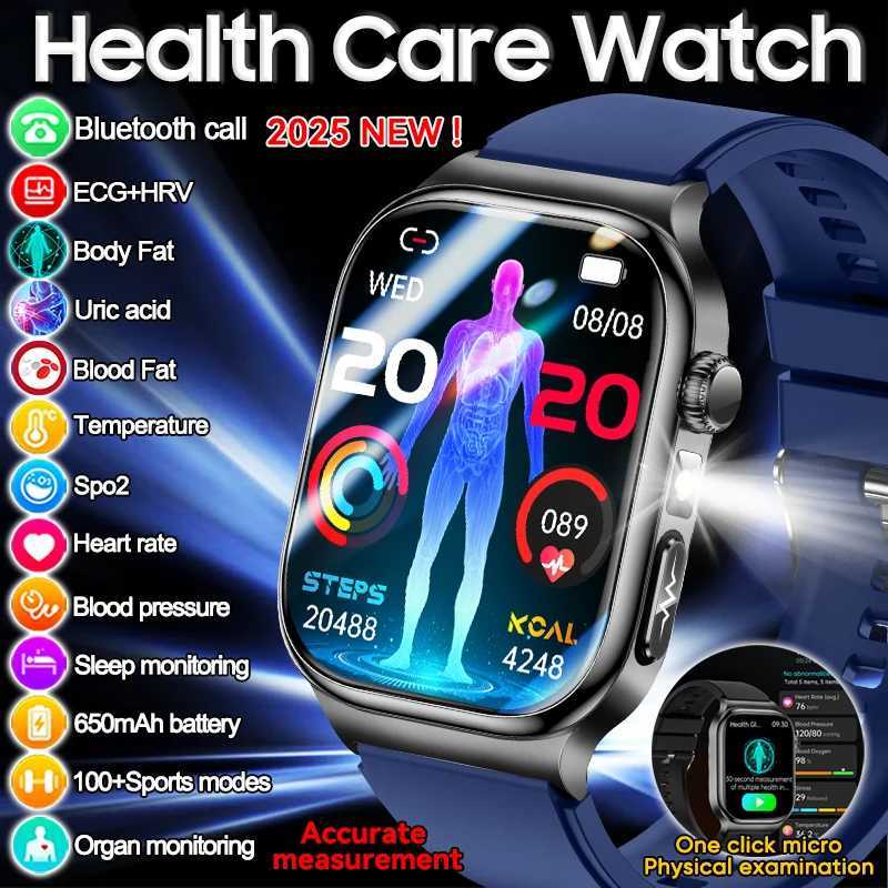 2025 New Five organ examination Health Care Smart Watch Men ECGPPG Uric Acid Blood Fat Call Sports tracker Smartwatch C251203