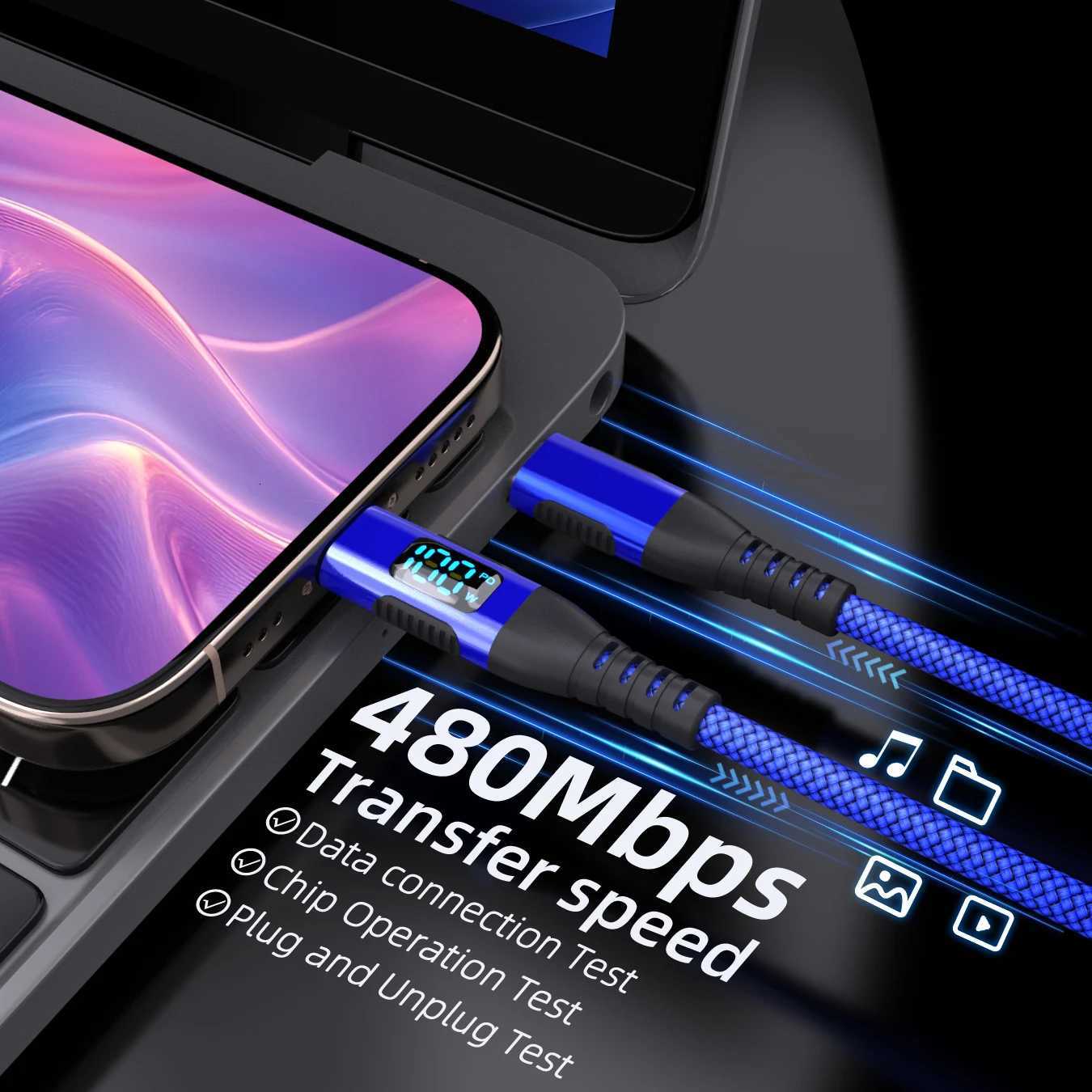 100W USB C to USB C Fast Charging Cable with 480Mbps Transfer Speed Red Nylon Data Cord for Devs C251203