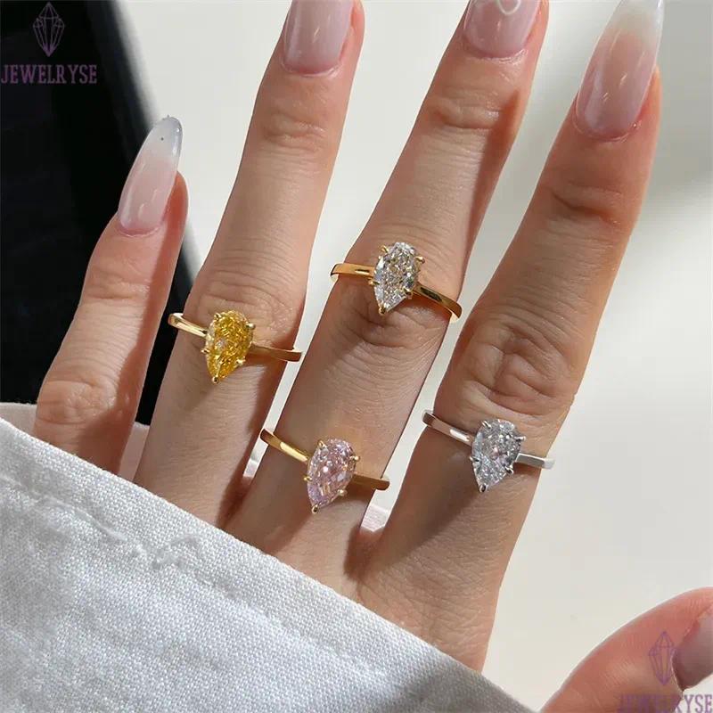 Water Drop Diamond S925 Sterling Silver Designer Ring for Woman 8A Cubic Zirconia Love Bridal Engagement Wedding Gold Rings Womens Luxury Jewelry Gift
